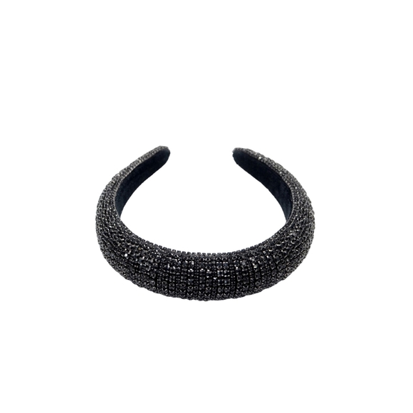 Black Natasha luxury headband Rhinestone wedding or bridal shower - Picture 7 of 10